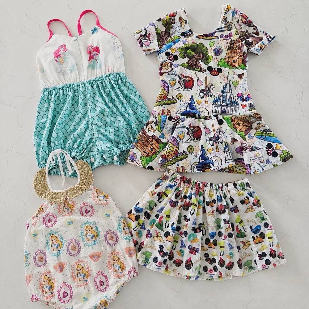 Disney Alice Mermaid Magic Kingdom Bubble Dress Skirt 5 Pc Set
